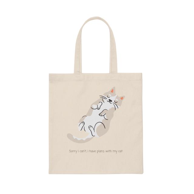 Sorry I Can't, I Have Plans With My Cat Tote Bag image 2