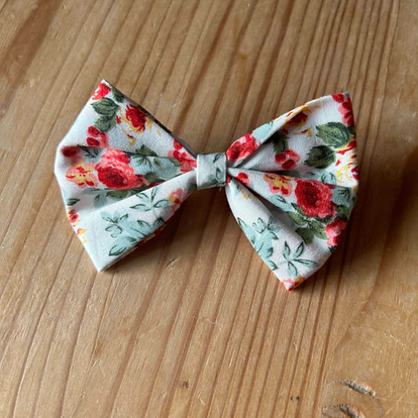 White Floral Dog Bow Tie image 1