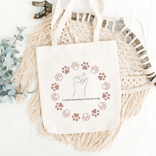 I'd Rather Be Spending Time with My Dog Tote Bag image 1