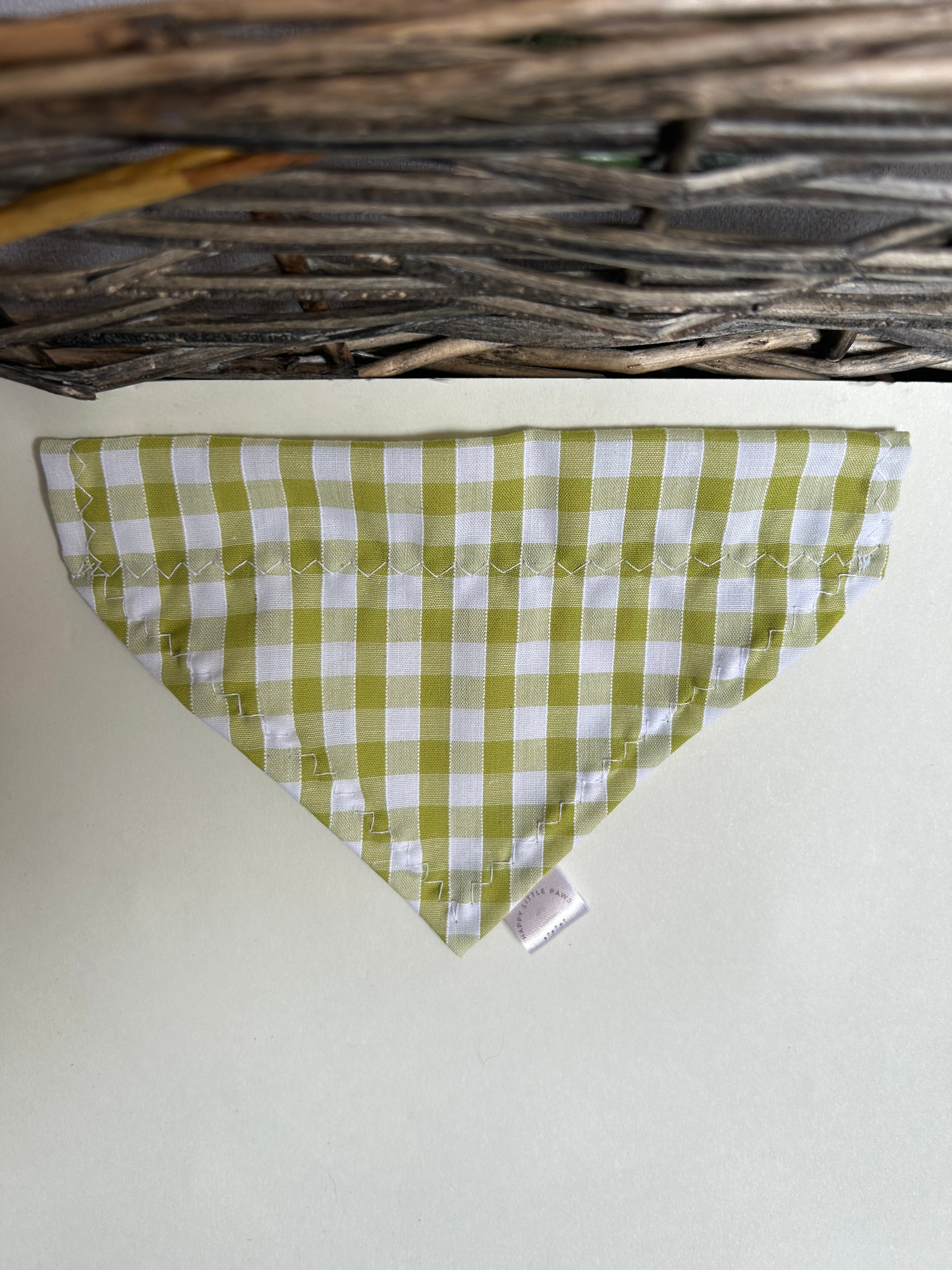 Green Gingham Cat Bandana image 1